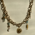 COLLIER CALYPSO TURQUOISE AFRICAINE ET NACRE BLANCHE